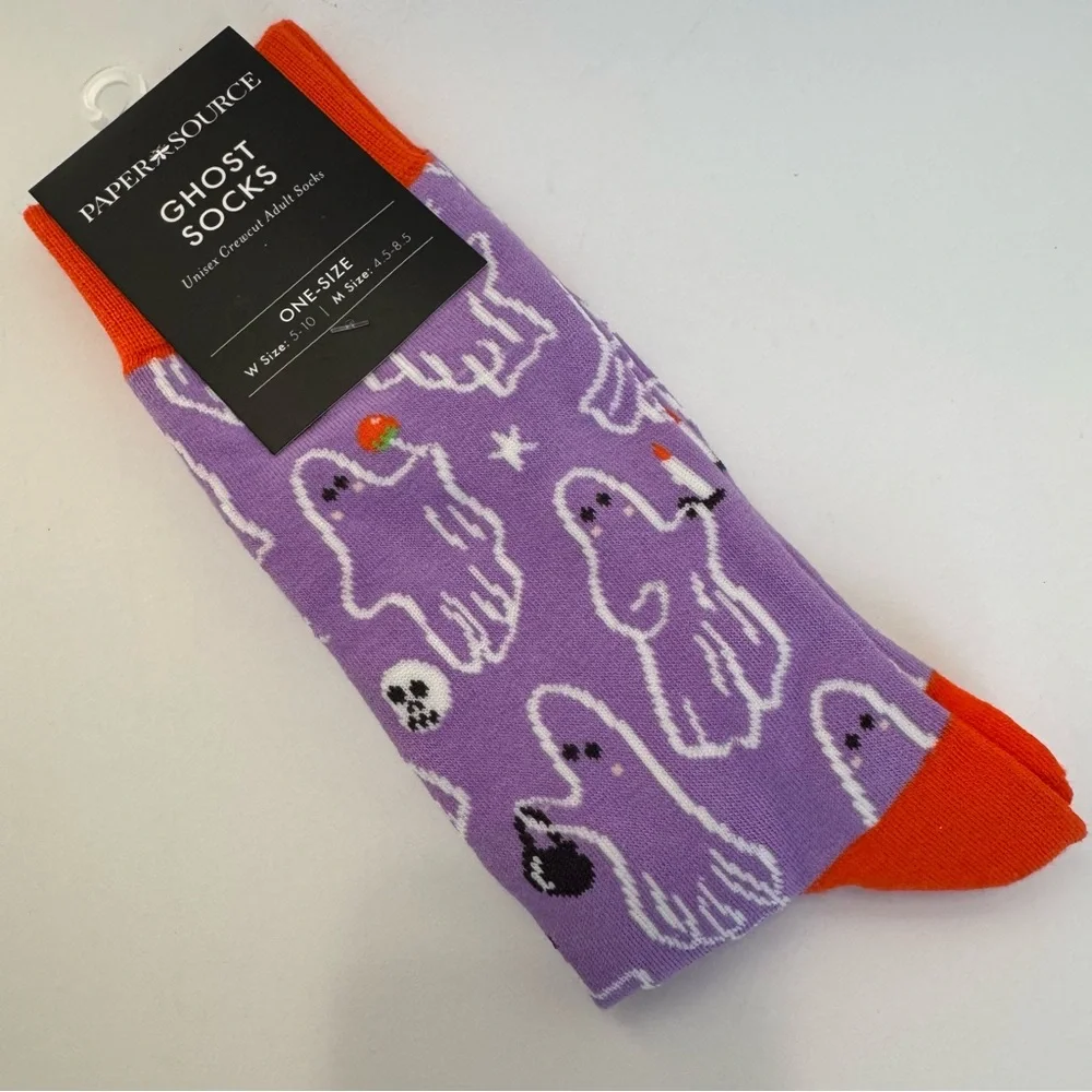 Paper Source Ghost Crew Socks Halloween Colorful Spooky Unisex 9-11 NWT Novelty